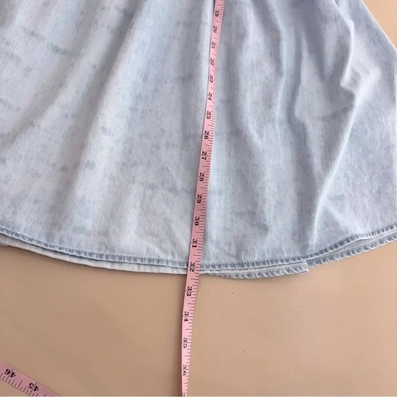 Free People Daphne Denim Babydoll Mini Dress Lace Up Back Size XS - Picture 9 of 13